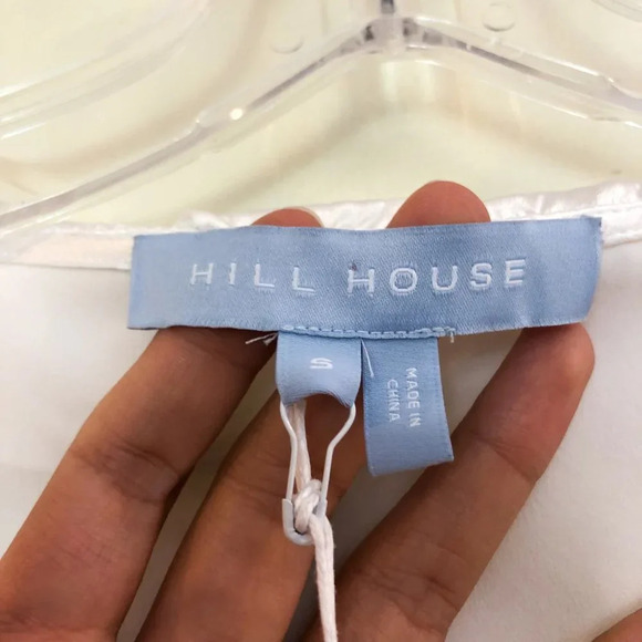 Hill House 100% Silk Nima Satin White Ruffled Sheer V Neck Wrap Mini Dress S NWT - Picture 9 of 11